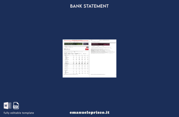 modello di pagine di parole di estratto conto bancario in stile verificato del 1